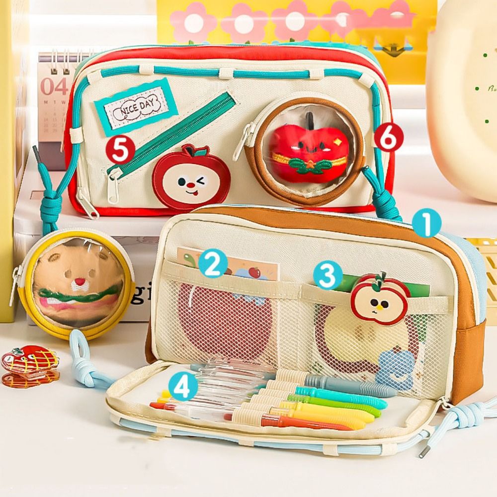 Aesthetic Large Pencil Case Pouch - 대용량 햄버거 연필 케이스 미적 맛있는