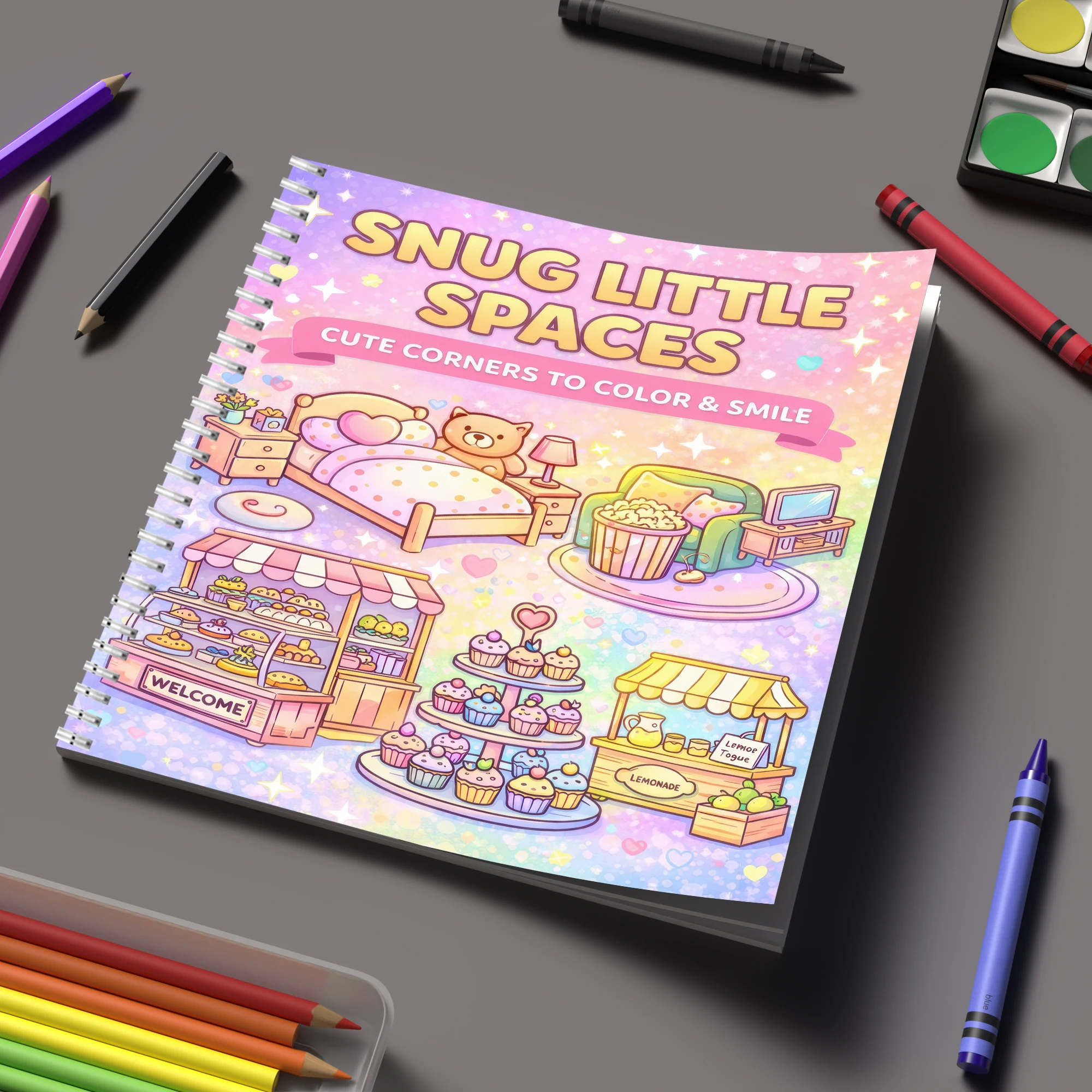 School Supplies - 컬러링북 성인용 작은 공간 컬러링북, 생일