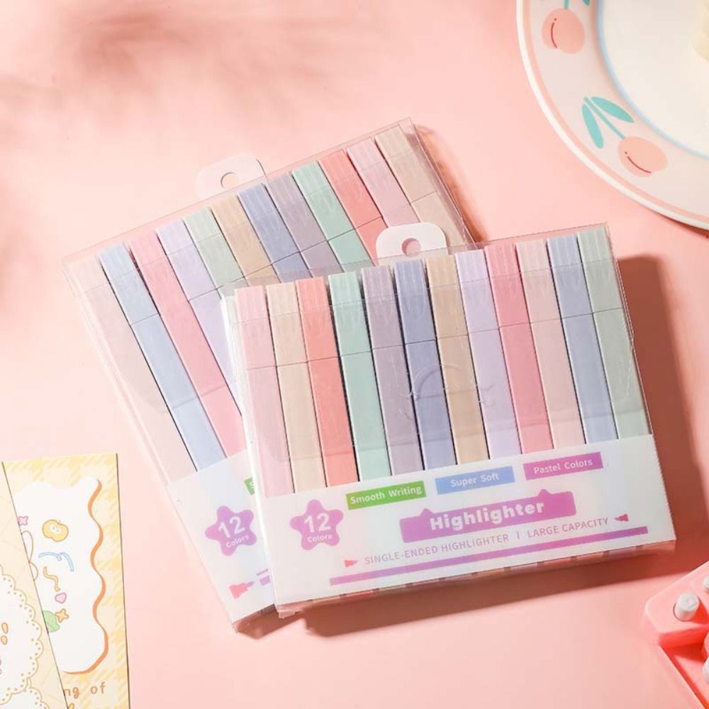 Pastel Highlighter Set Double Ended - 양방향 형광펜 펜 고정 용품 형광