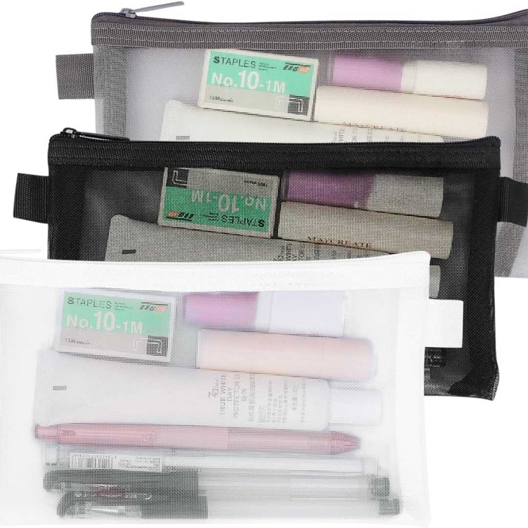 Clear Mesh Pencil Pouch For Exam - 휴대용 사무용품 주머니 투명 시험 연필
