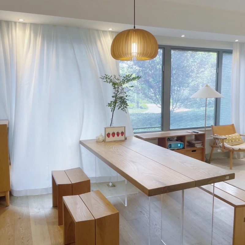 북유럽 단단한 나무 아크릴 플로팅 테이블 현대 간단한  - Office Furniture 리뷰 및 가격