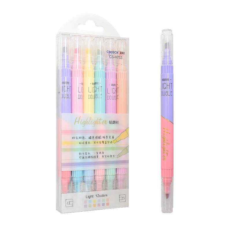 카와이 캔디 컬러 더블 팁 형광펜 펜 6 개, 만화 마 - Pastel Highlighter Set Double Ended 리뷰 및 가격