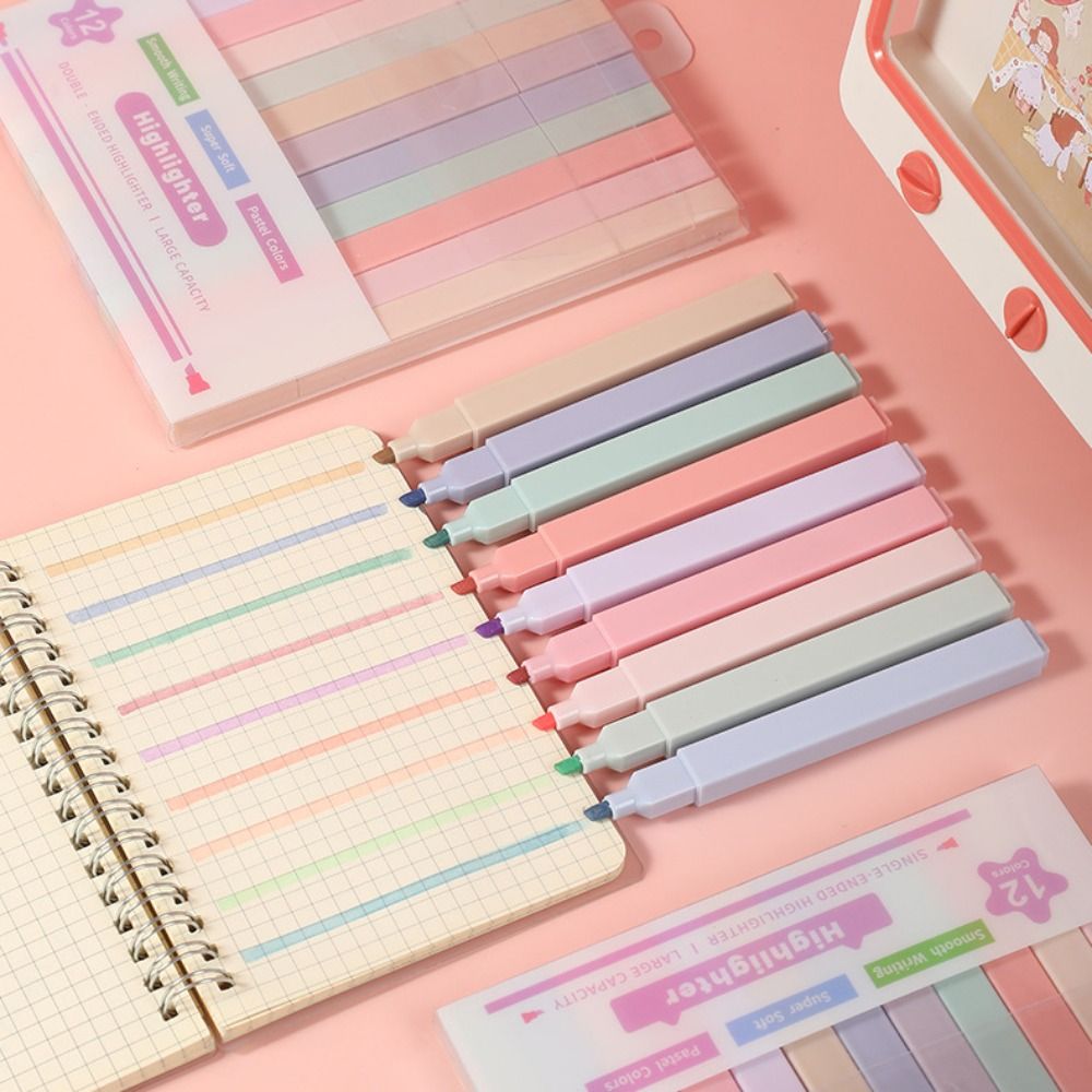 양방향 형광펜 펜 고정 용품 형광 파스텔 형광펜 Kaw - Pastel Highlighter Set Double Ended 리뷰 및 가격