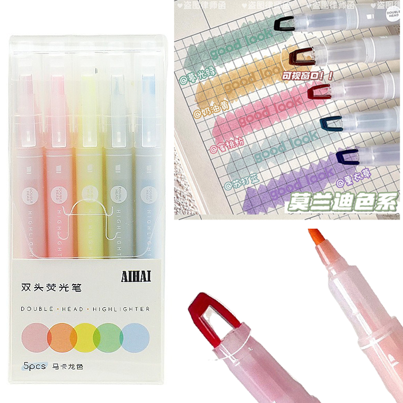 5 색 더블 독특한 창 팁 형광펜 펜 더블 헤드 파스텔 - Pastel Highlighter Set Double Ended 리뷰 및 가격